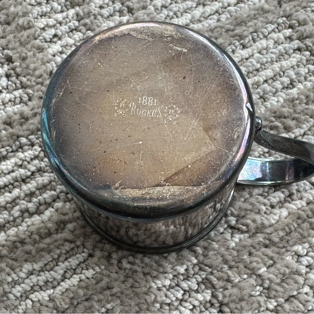 1881 Roger’s Vintage silver 2.5” cup mug